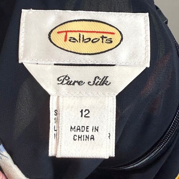 Vtg Talbots Midi Skirt Women 12 Multi Floral 100% Silk Boho Tropical Colorful - Picture 7 of 8